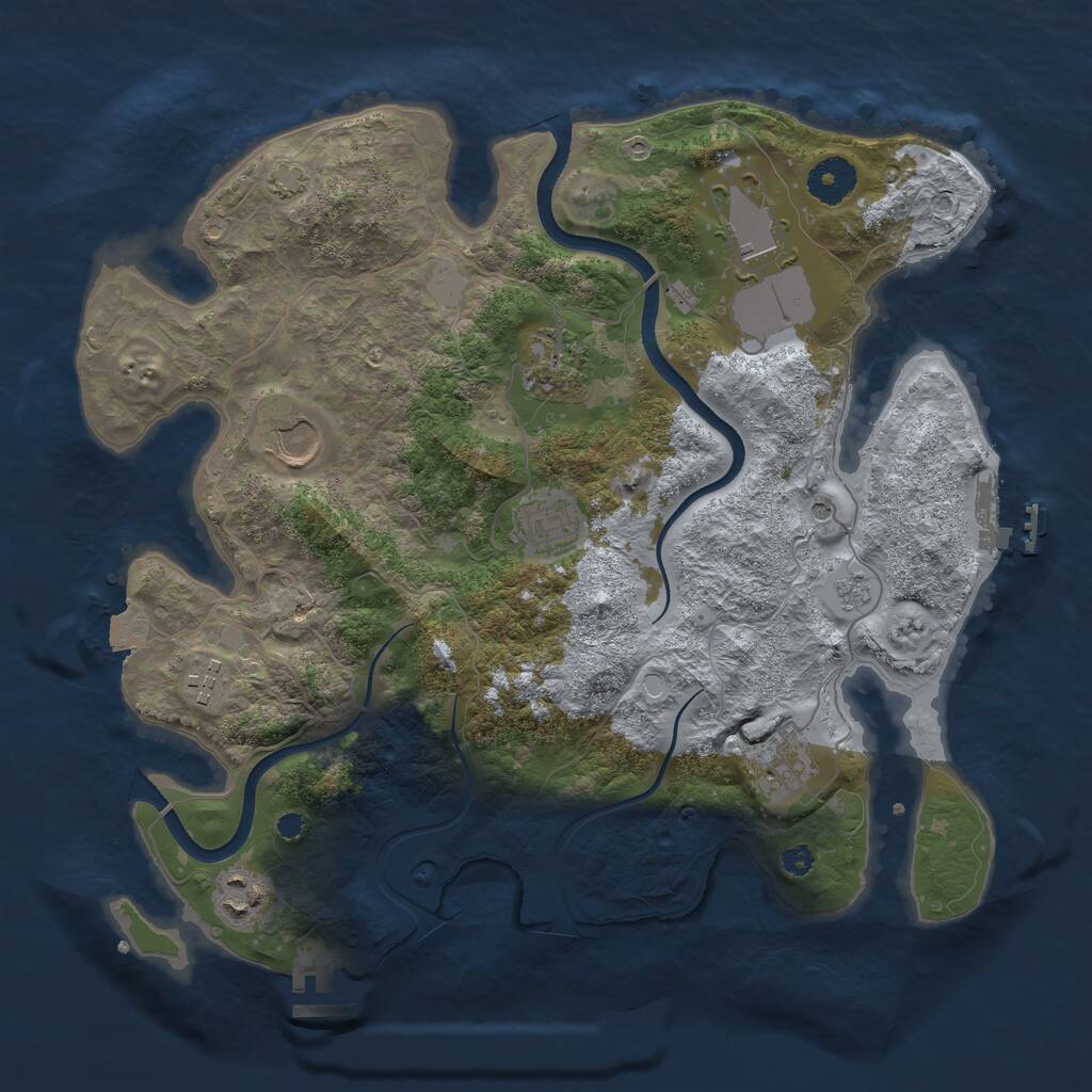 Rust Map: Procedural Map, Size: 3500, Seed: 25, 13 Monuments