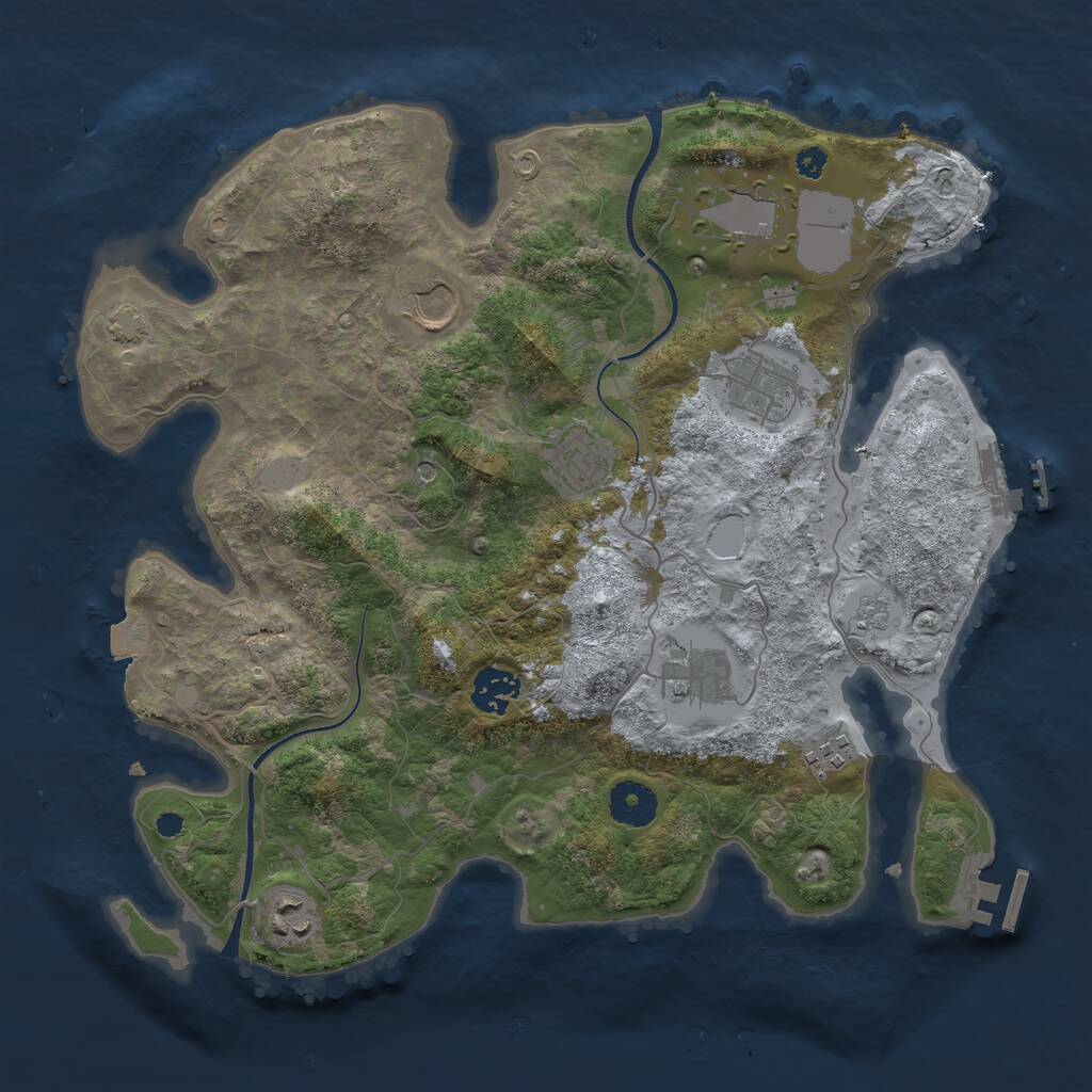 Rust Map: Procedural Map, Size: 3500, Seed: 25, 14 Monuments