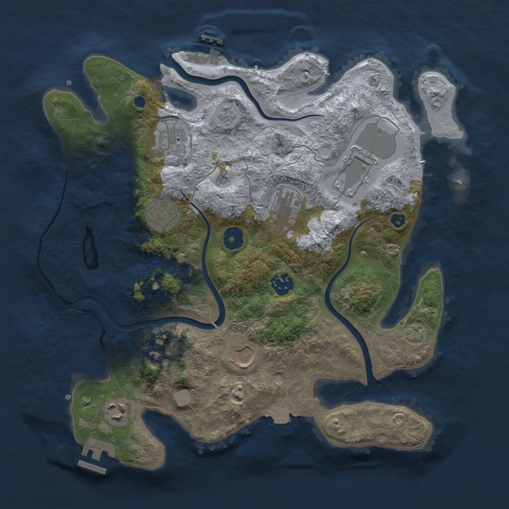 Rust Map: Procedural Map, Size: 3550, Seed: 546328, 14 Monuments