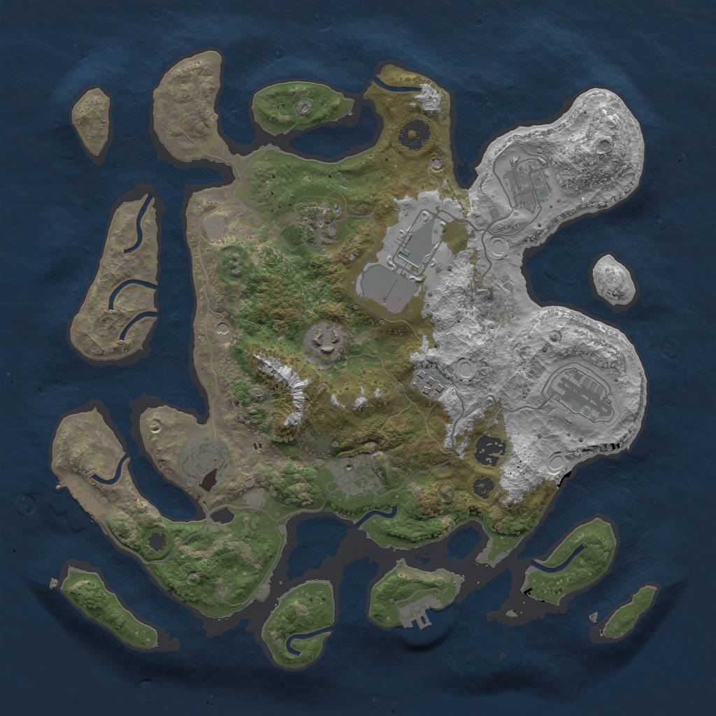 Rust Map: Procedural Map, Size: 3550, Seed: 661953, 17 Monuments