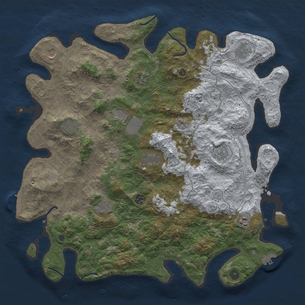 Rust Map: Procedural Map, Size: 4500, Seed: 304882911, 20 Monuments