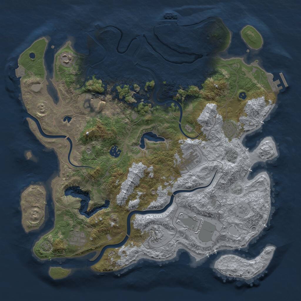 Rust Map: Procedural Map, Size: 4000, Seed: 747655, 15 Monuments