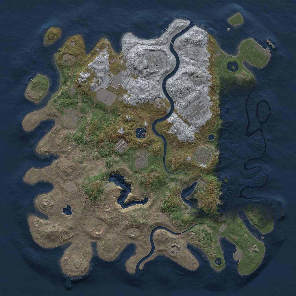 Rust Map: Procedural Map, Size: 4000, Seed: 109236, 16 Monuments