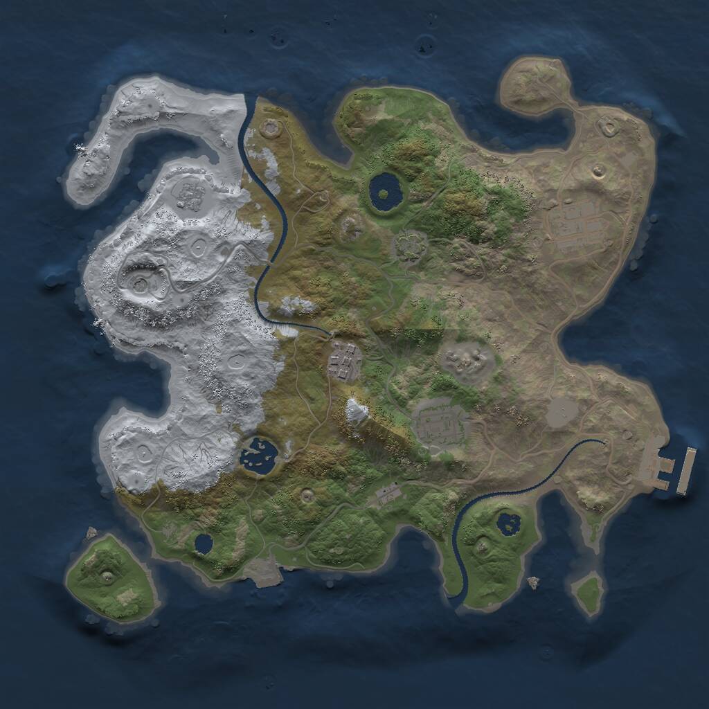 Rust Map: Procedural Map, Size: 3000, Seed: 1973360304, 9 Monuments