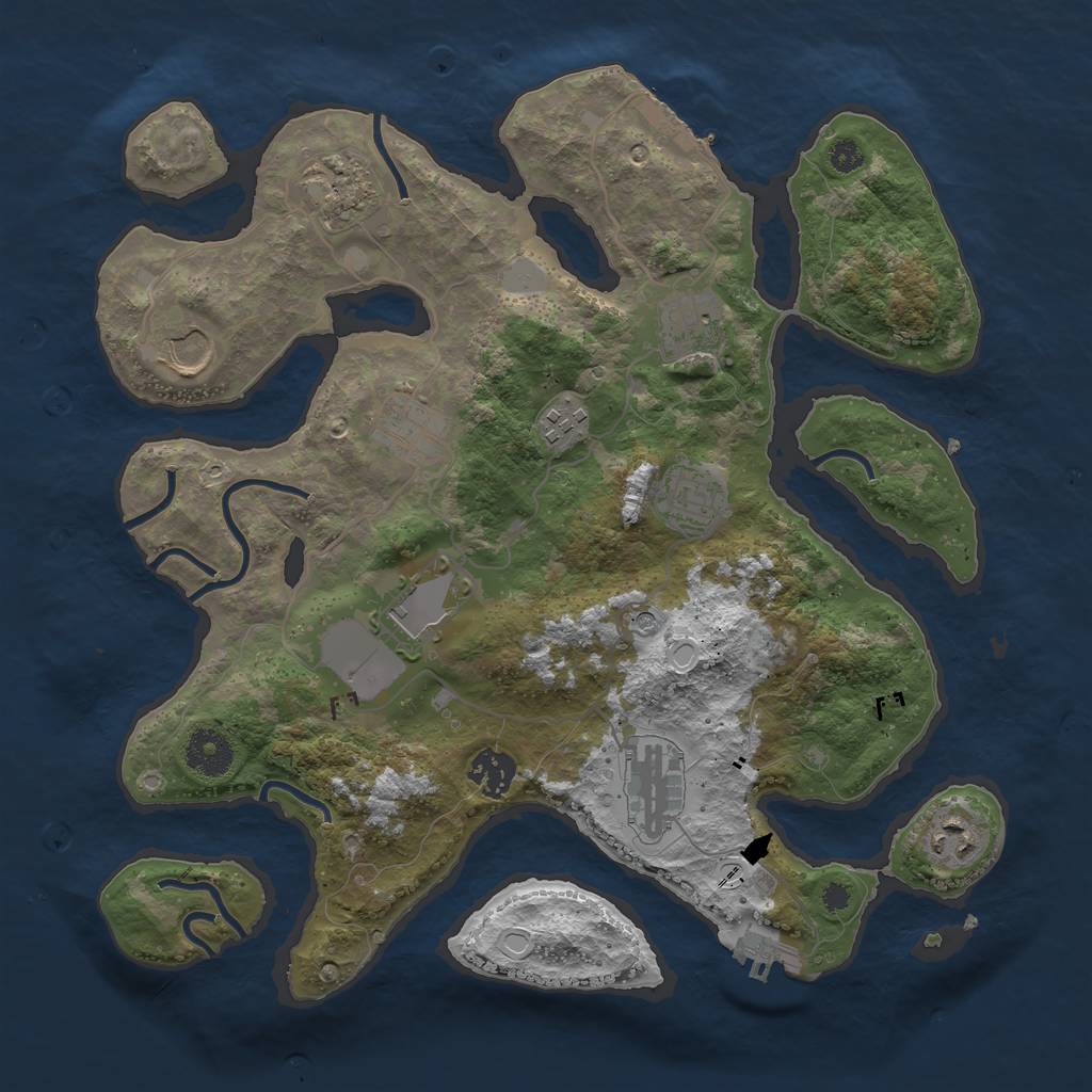 Rust Map: Procedural Map, Size: 3500, Seed: 5465132, 18 Monuments