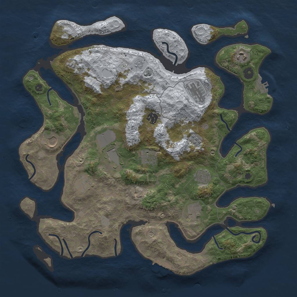 Rust Map: Procedural Map, Size: 4050, Seed: 2131070473, 19 Monuments