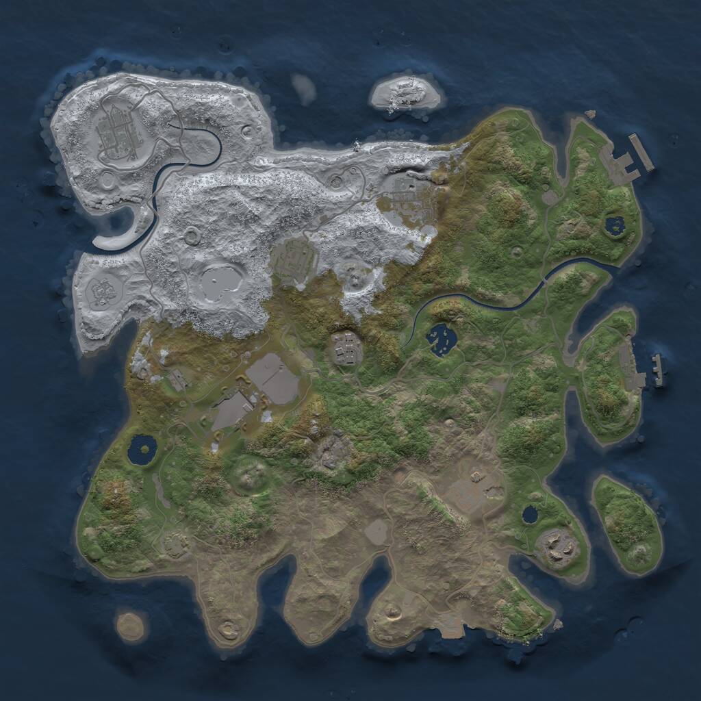Rust Map: Procedural Map, Size: 3500, Seed: 710174503, 14 Monuments