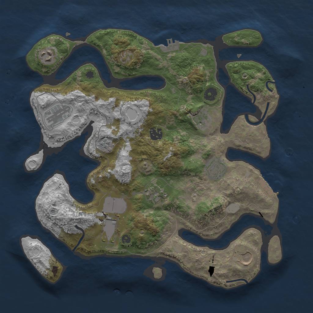 Rust Map: Procedural Map, Size: 3550, Seed: 127264, 16 Monuments