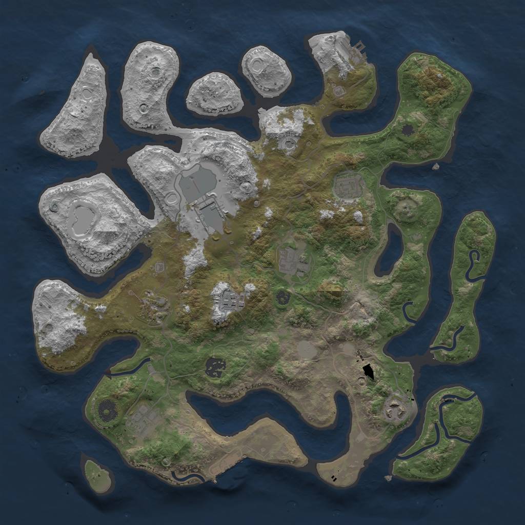 Rust Map: Procedural Map, Size: 3800, Seed: 34401, 16 Monuments