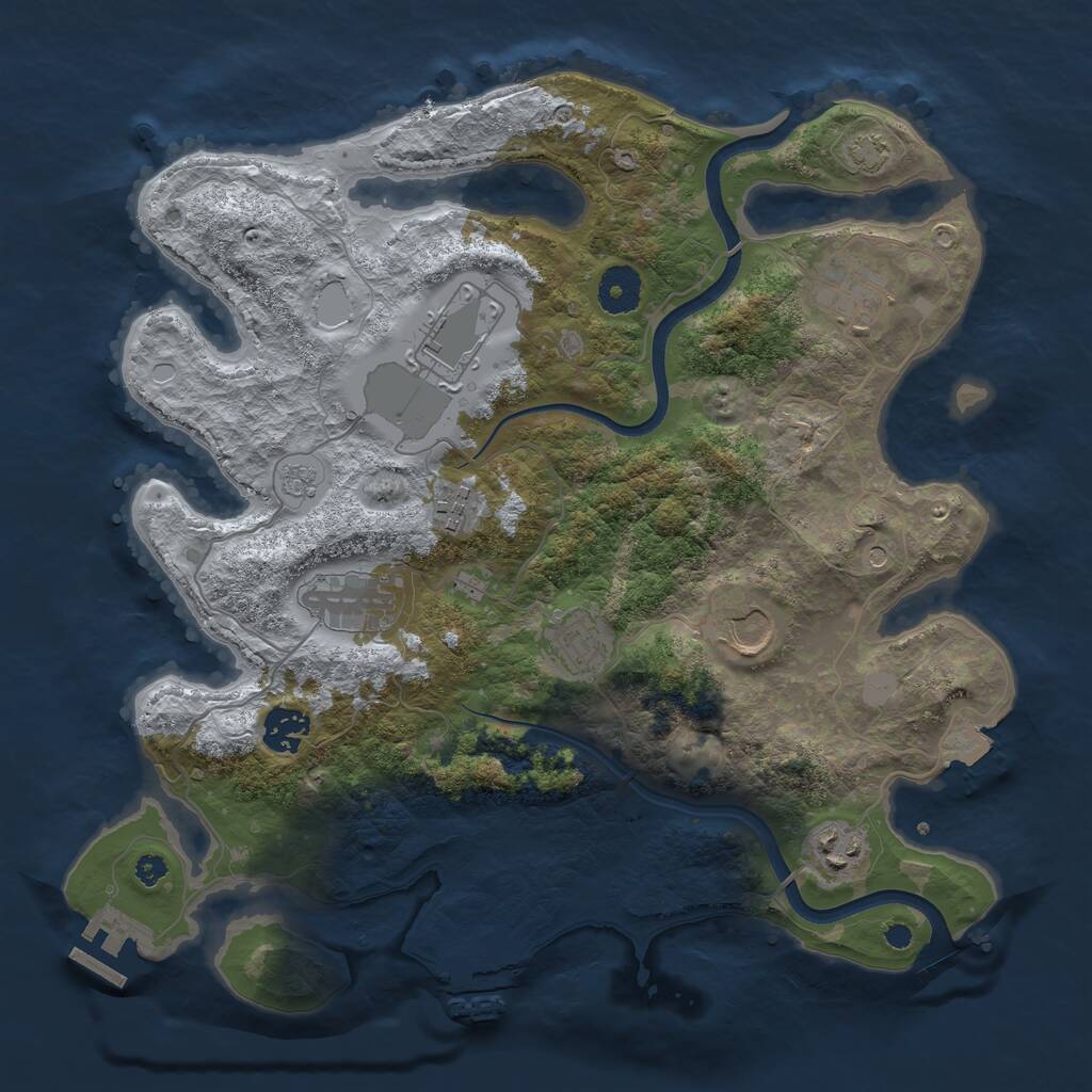 Rust Map: Procedural Map, Size: 3550, Seed: 261675, 14 Monuments