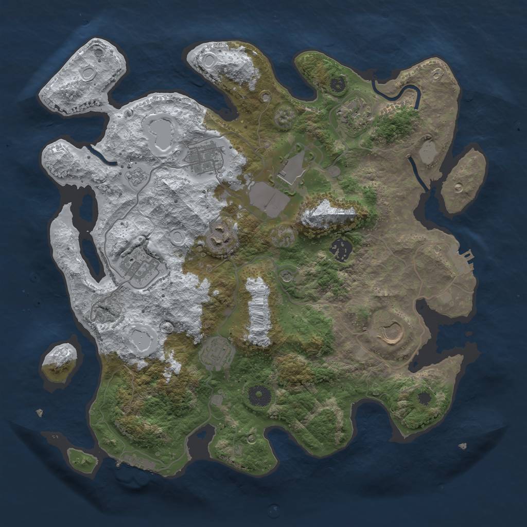 Rust Map: Procedural Map, Size: 3550, Seed: 882822, 17 Monuments