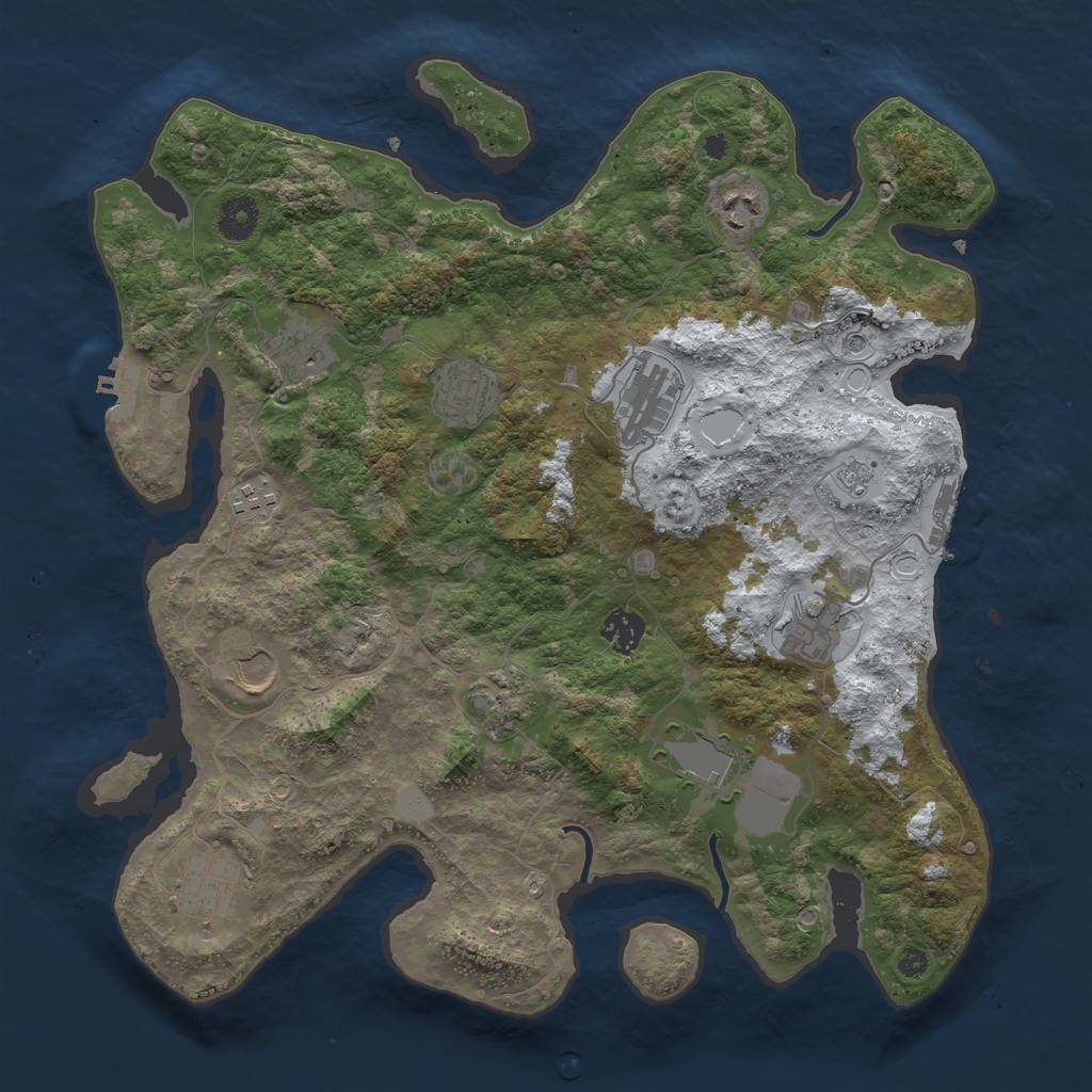 Rust Map: Procedural Map, Size: 3800, Seed: 1954684521, 20 Monuments