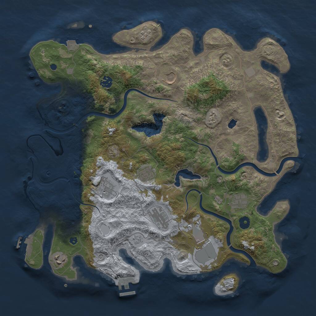 Rust Map: Procedural Map, Size: 4000, Seed: 891053, 15 Monuments
