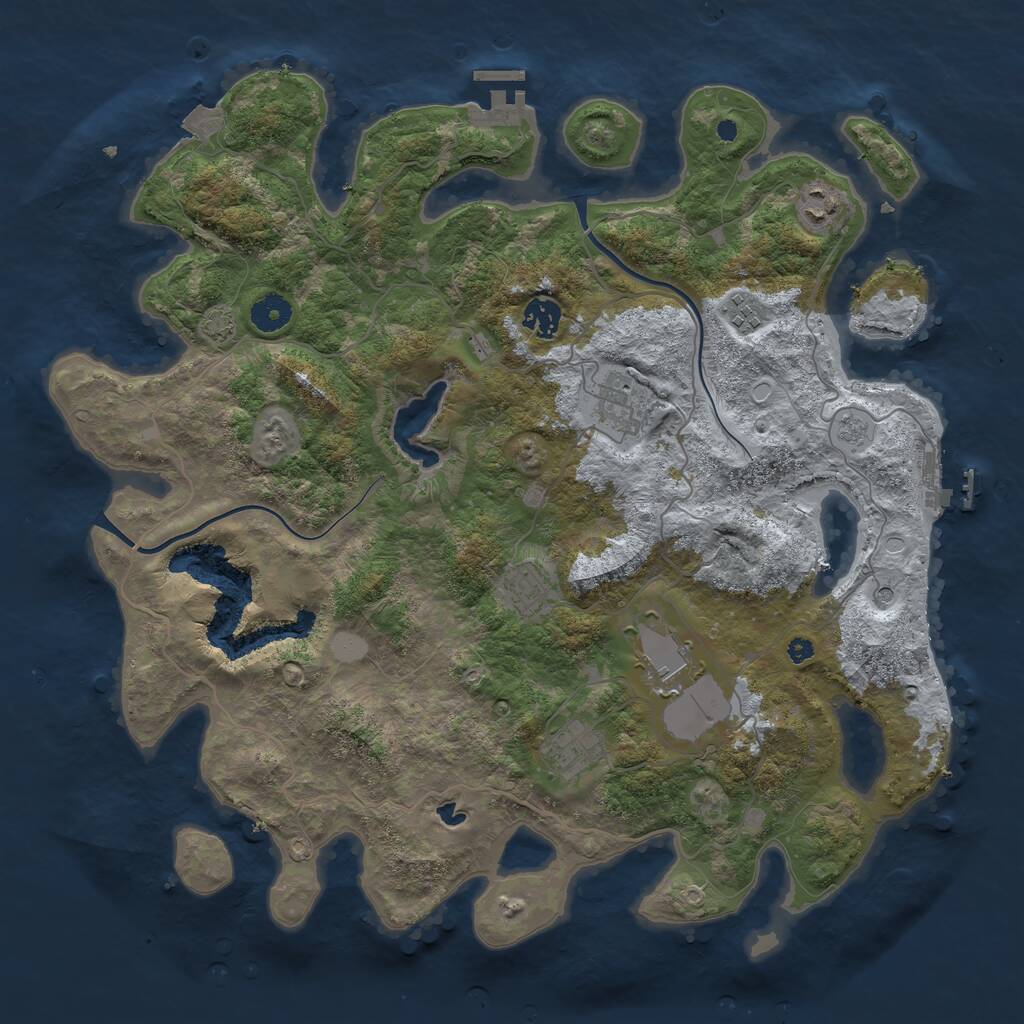 Rust Map: Procedural Map, Size: 4000, Seed: 735875, 13 Monuments