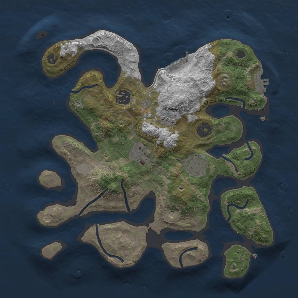 Rust Map: Procedural Map, Size: 3000, Seed: 1544832261, 12 Monuments