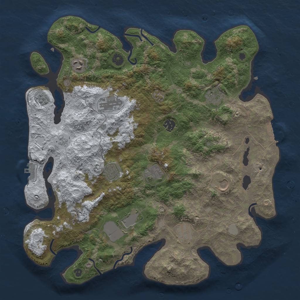 Rust Map: Procedural Map, Size: 3900, Seed: 624122021, 20 Monuments