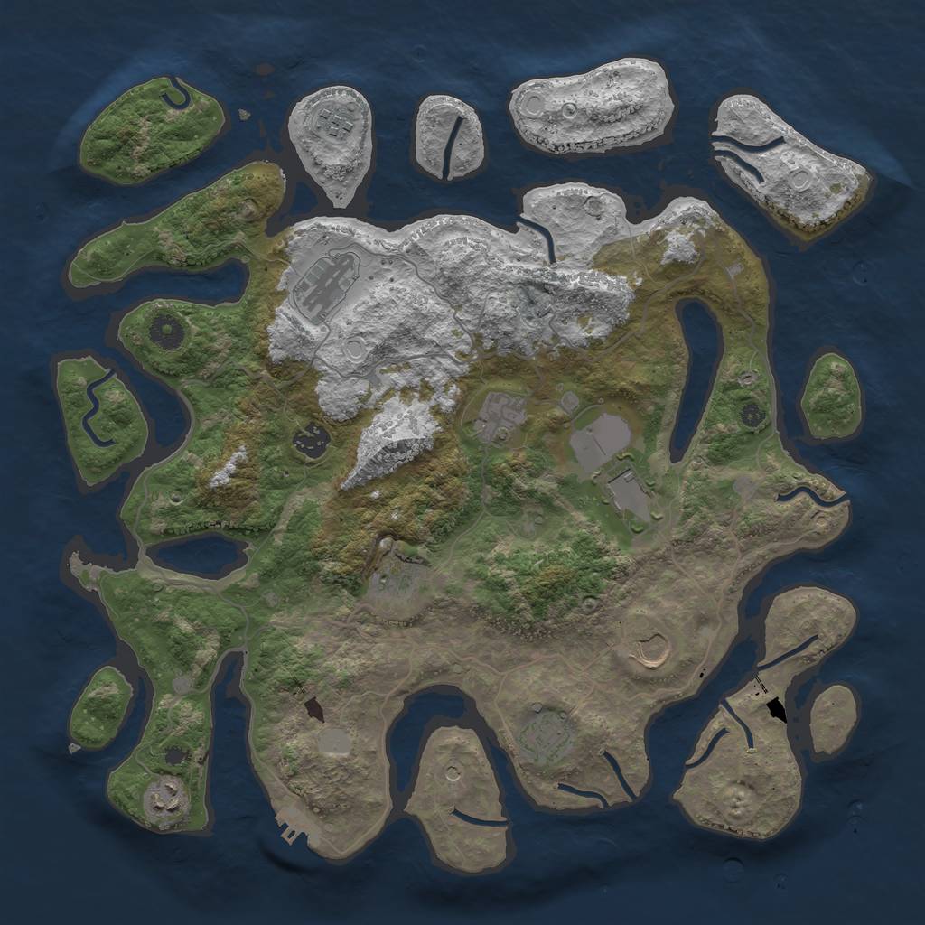 Rust Map: Procedural Map, Size: 4000, Seed: 123412, 16 Monuments