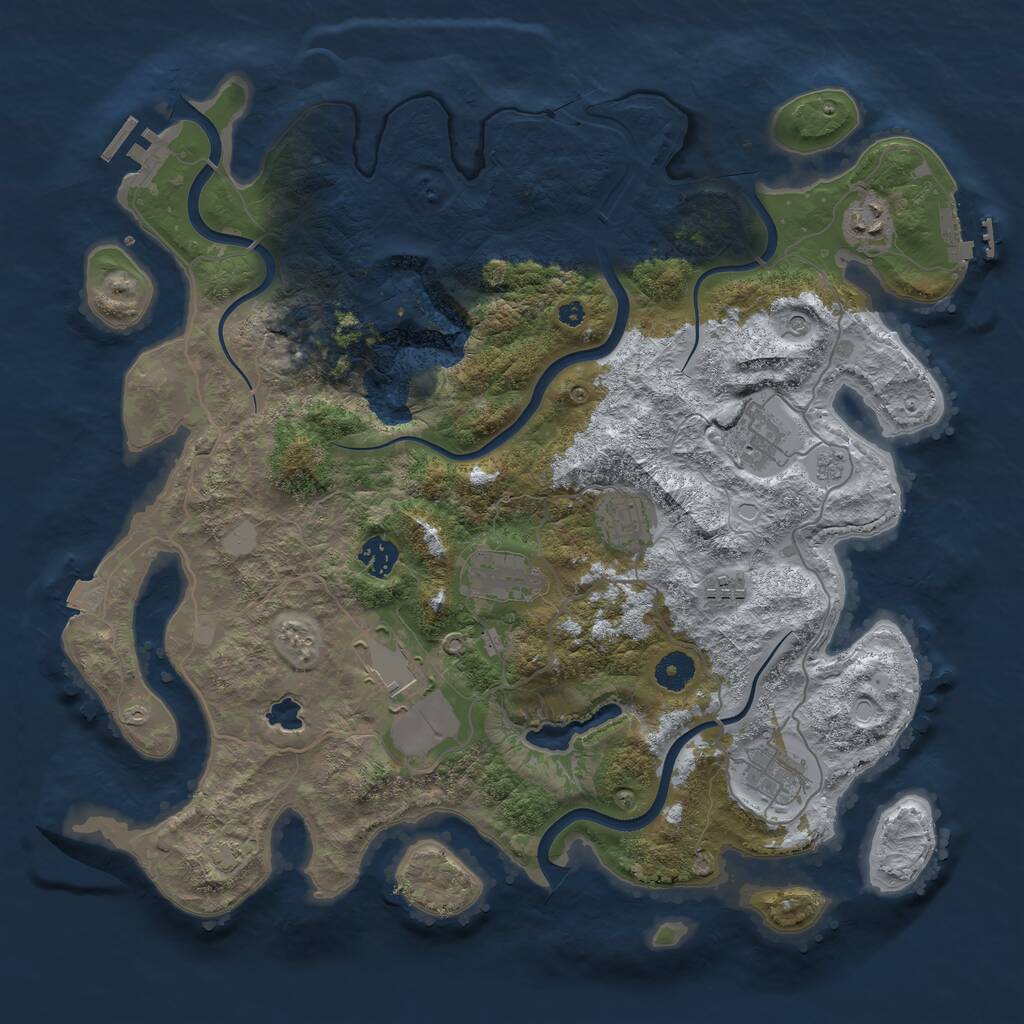 Rust Map: Procedural Map, Size: 4000, Seed: 568253, 14 Monuments
