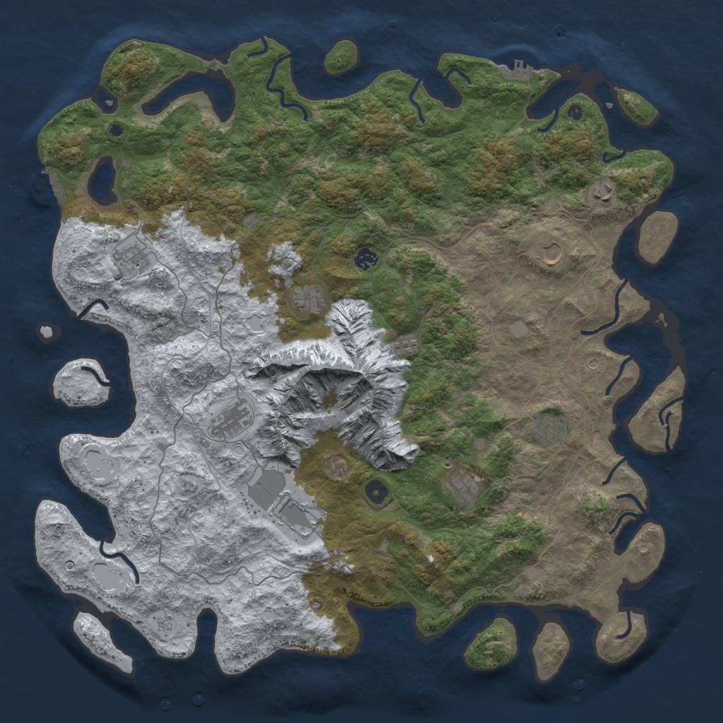 Rust Map: Procedural Map, Size: 5000, Seed: 1234420, 19 Monuments