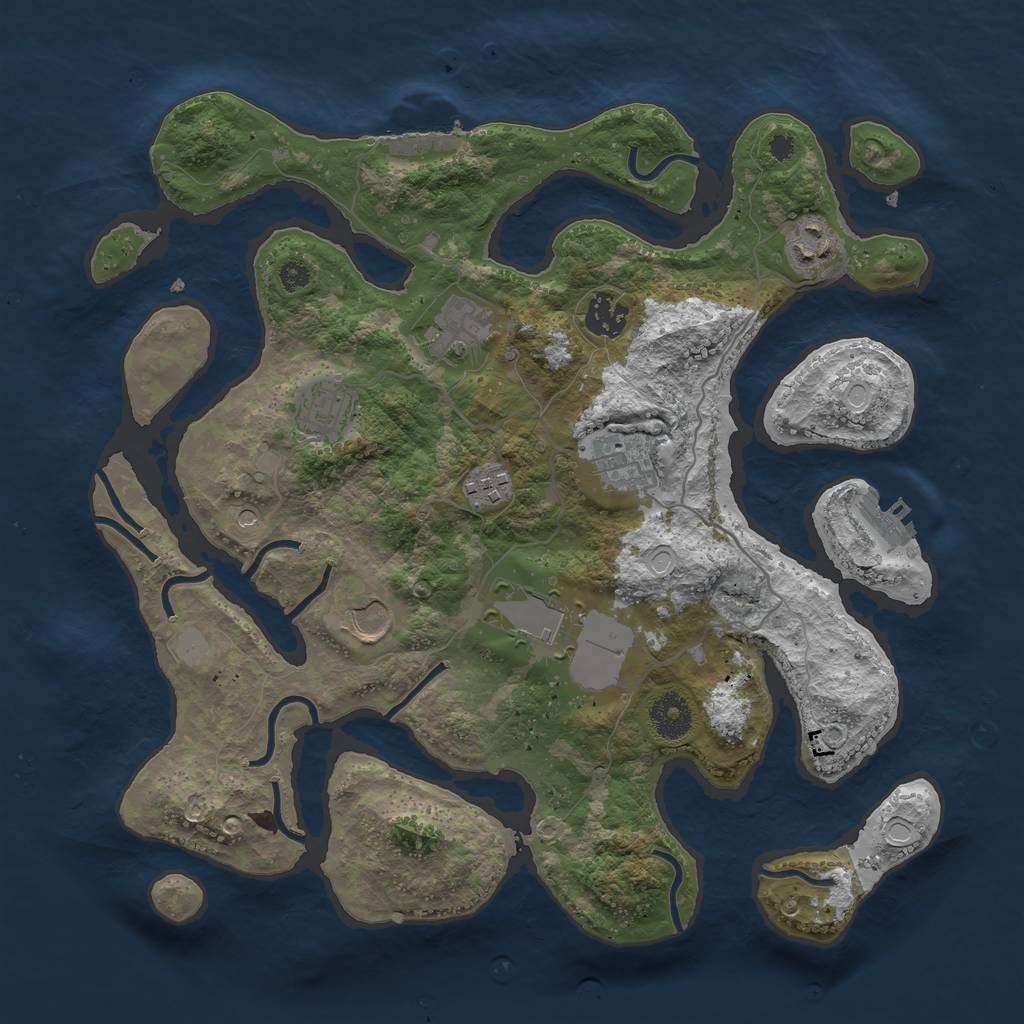 Rust Map: Procedural Map, Size: 3550, Seed: 326015, 16 Monuments