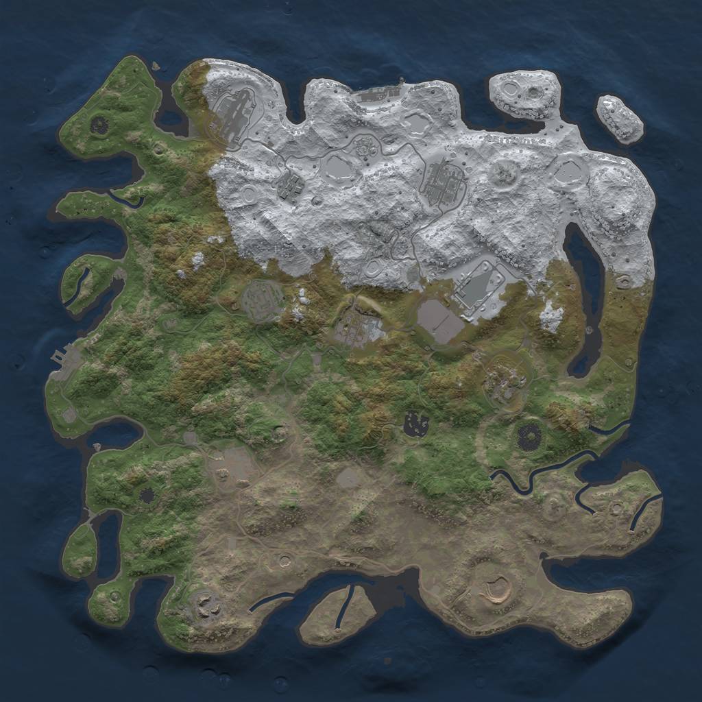 Rust Map: Procedural Map, Size: 3950, Seed: 280127078, 20 Monuments