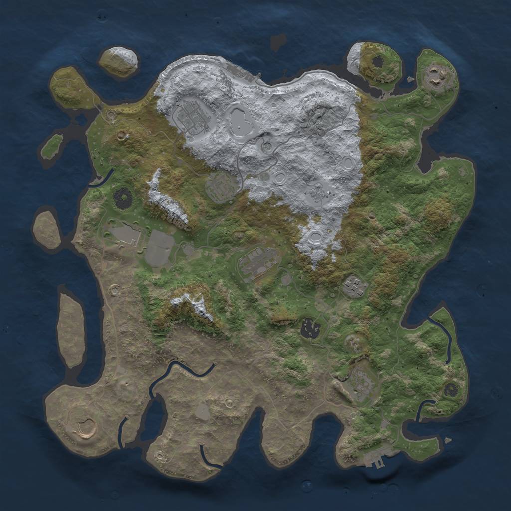 Rust Map: Procedural Map, Size: 3800, Seed: 69902308, 18 Monuments