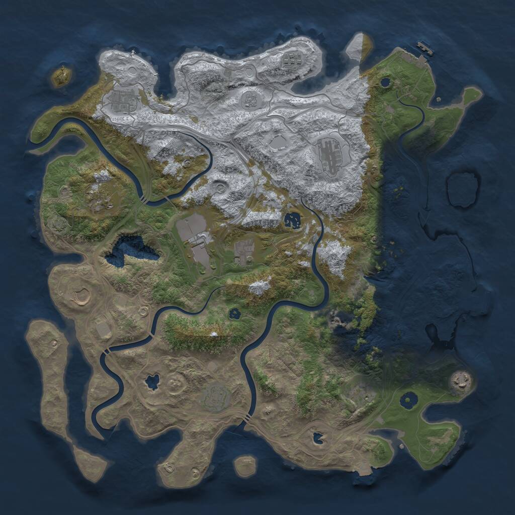 Rust Map: Procedural Map, Size: 4500, Seed: 85936921, 17 Monuments