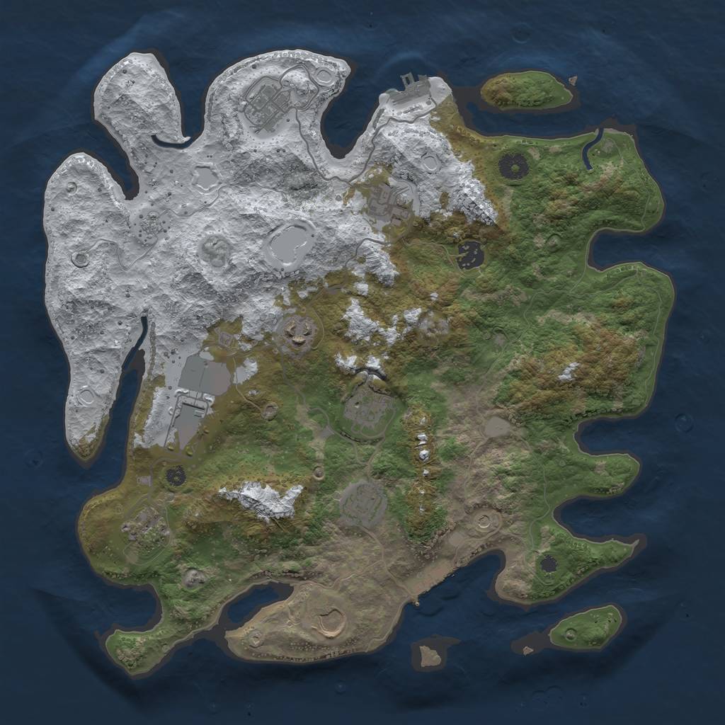 Rust Map: Procedural Map, Size: 3800, Seed: 7843251, 18 Monuments