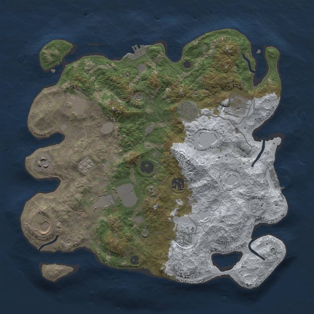 Rust Map: Procedural Map, Size: 3550, Seed: 23989, 18 Monuments