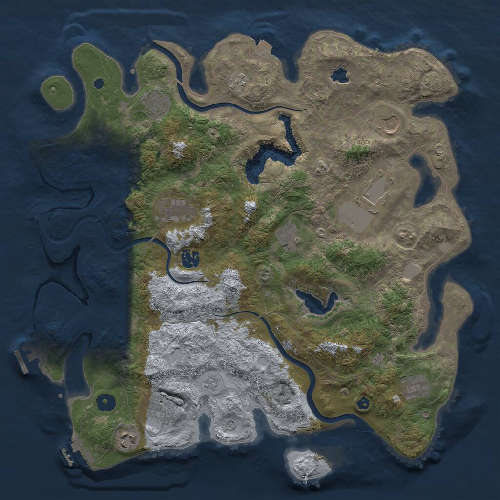 Rust Map: Procedural Map, Size: 4000, Seed: 952309, 16 Monuments
