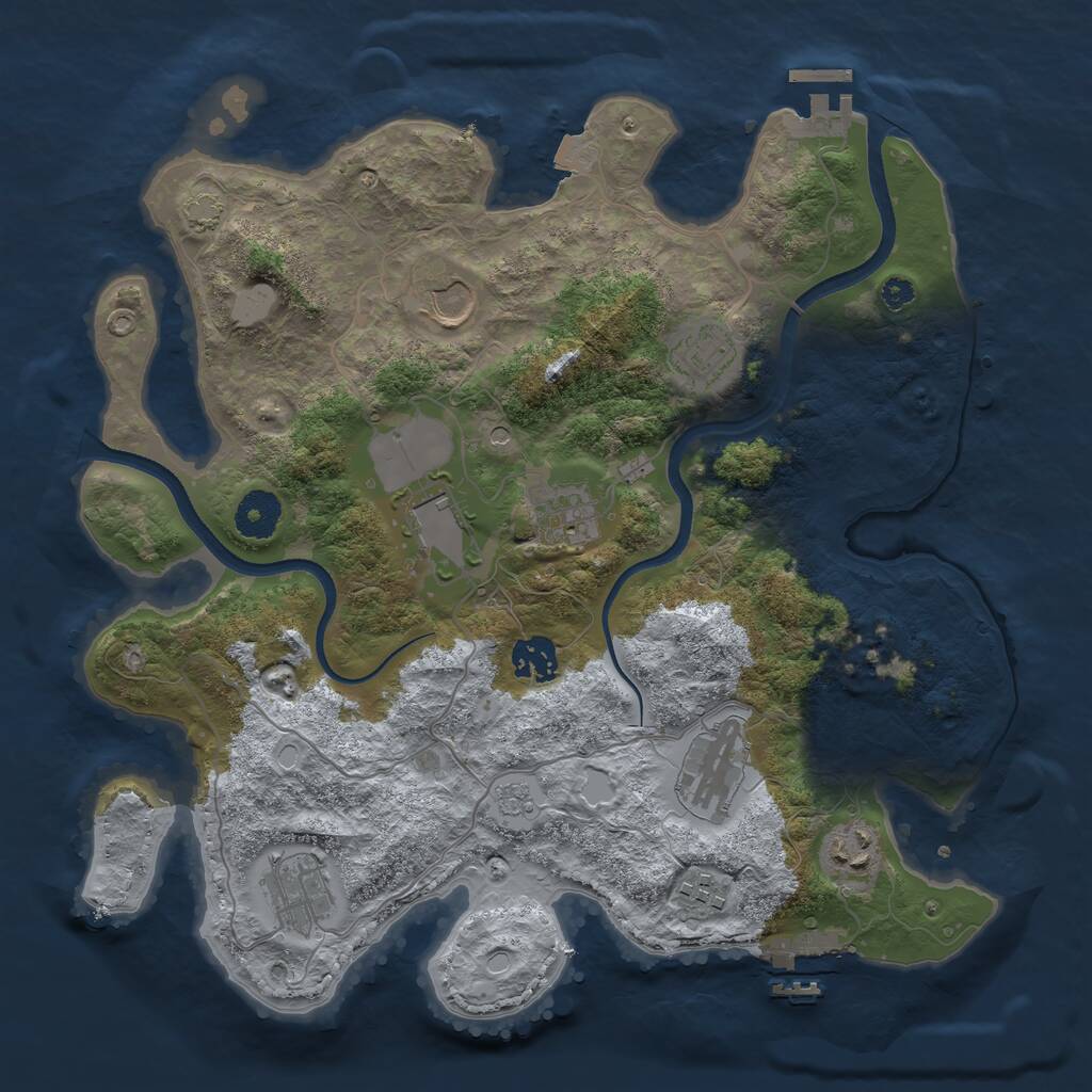 Rust Map: Procedural Map, Size: 3500, Seed: 124123152, 15 Monuments