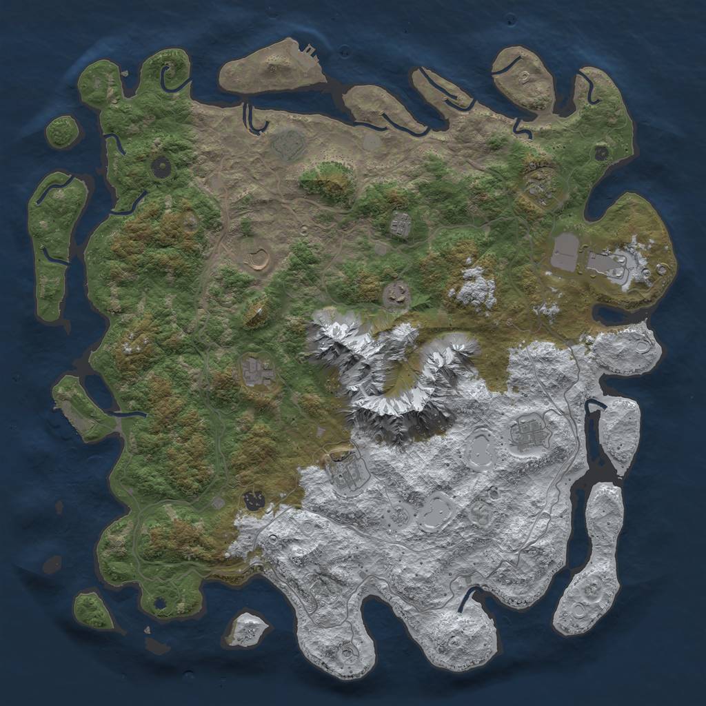 Rust Map: Procedural Map, Size: 5000, Seed: 16, 19 Monuments