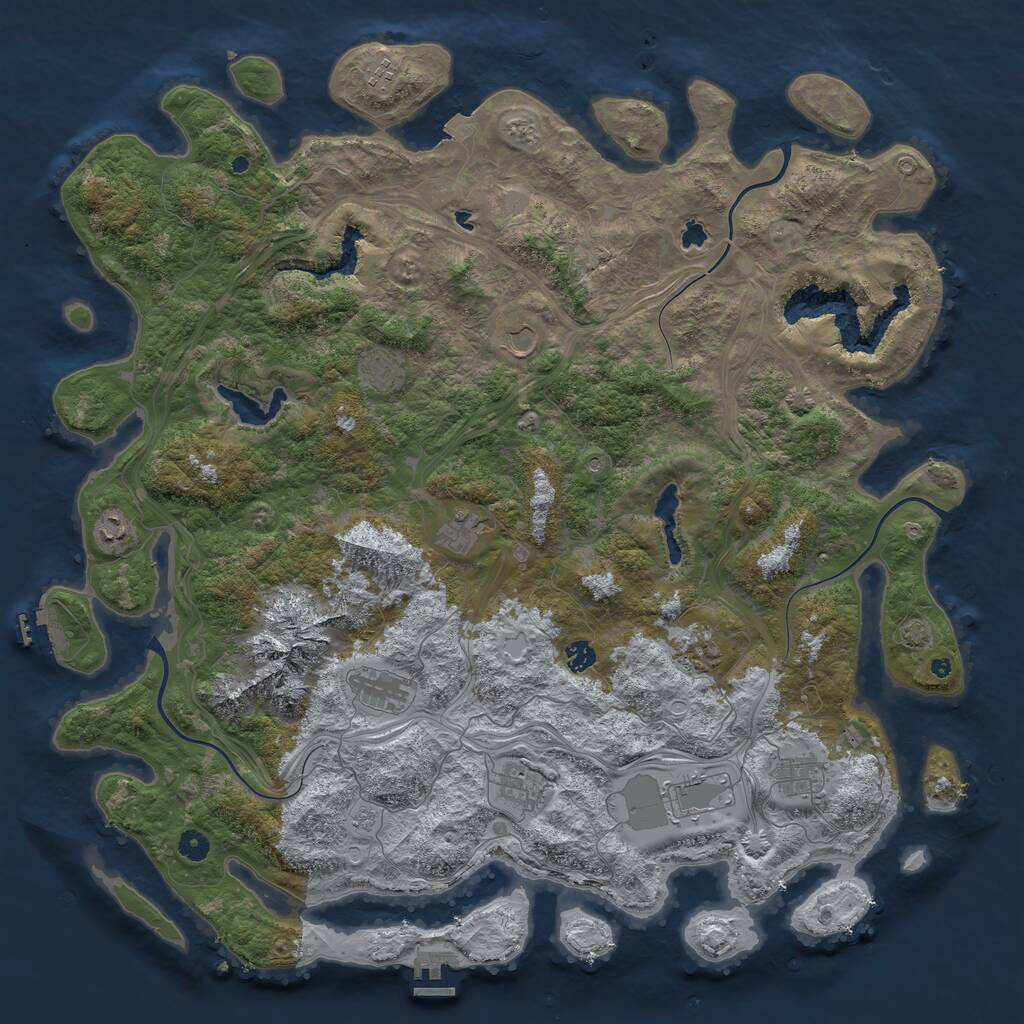 Rust Map: Procedural Map, Size: 5000, Seed: 231530, 17 Monuments