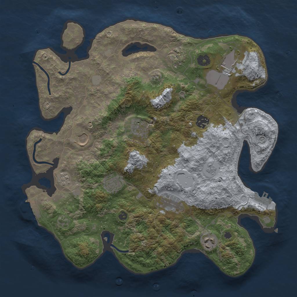 Rust Map: Procedural Map, Size: 3550, Seed: 563665, 18 Monuments