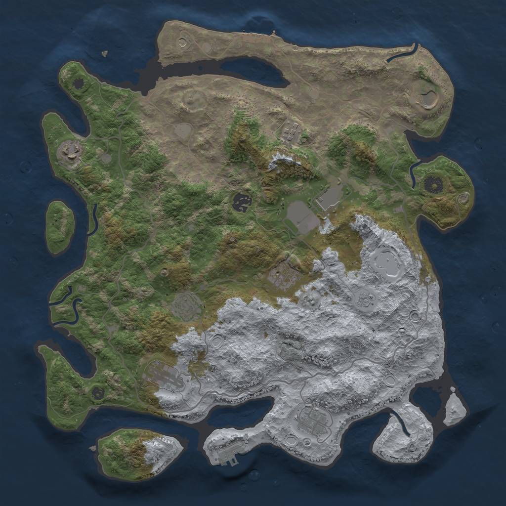 Rust Map: Procedural Map, Size: 4000, Seed: 478210, 18 Monuments