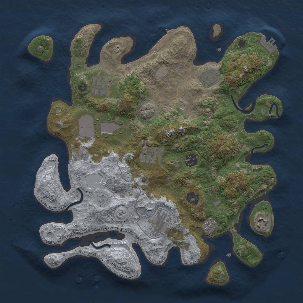 Rust Map: Procedural Map, Size: 3550, Seed: 272400, 17 Monuments