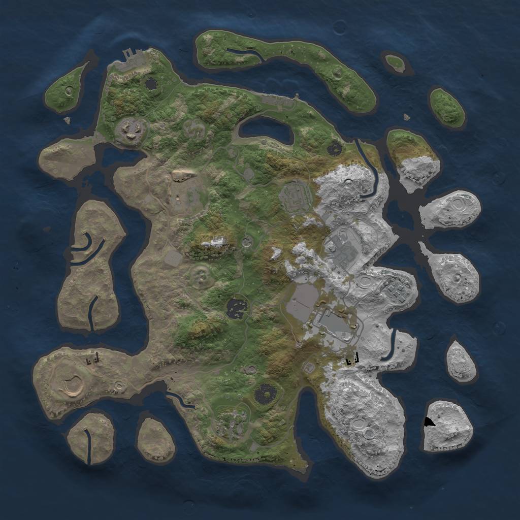 Rust Map: Procedural Map, Size: 3700, Seed: 918104356, 17 Monuments
