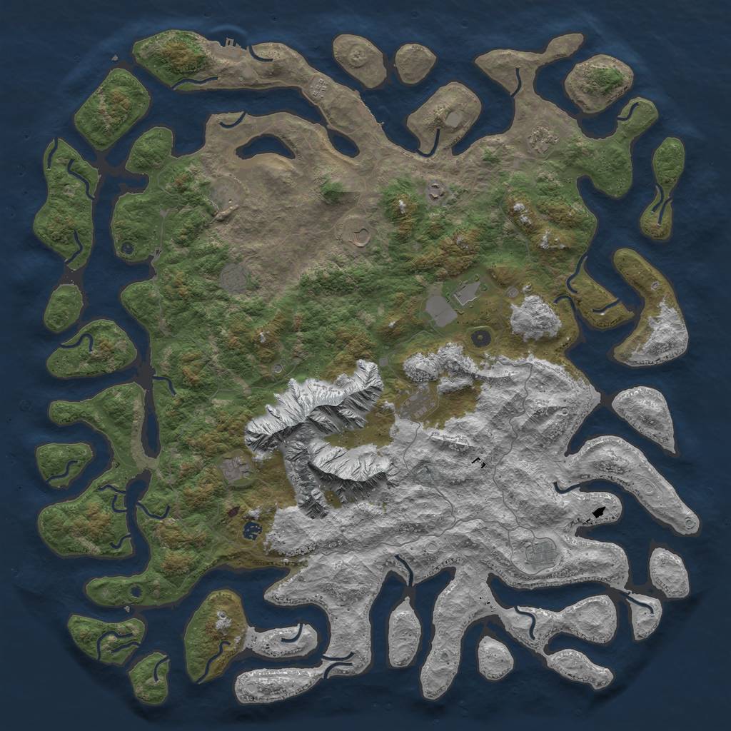 Rust Map: Procedural Map, Size: 6000, Seed: 743295, 19 Monuments