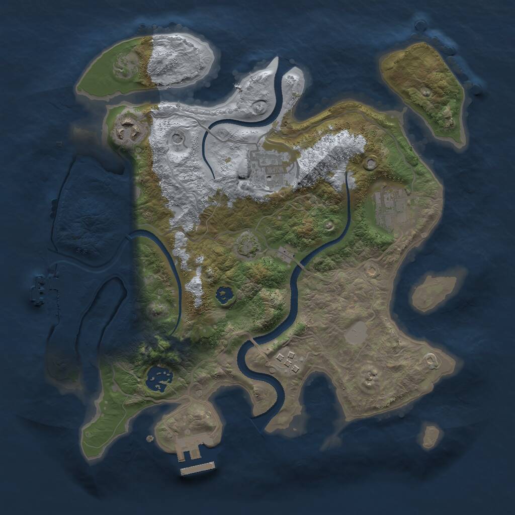 Rust Map: Procedural Map, Size: 3000, Seed: 596286, 10 Monuments