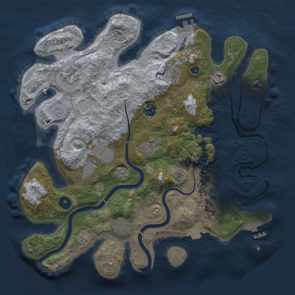 Rust Map: Procedural Map, Size: 3550, Seed: 50236, 14 Monuments