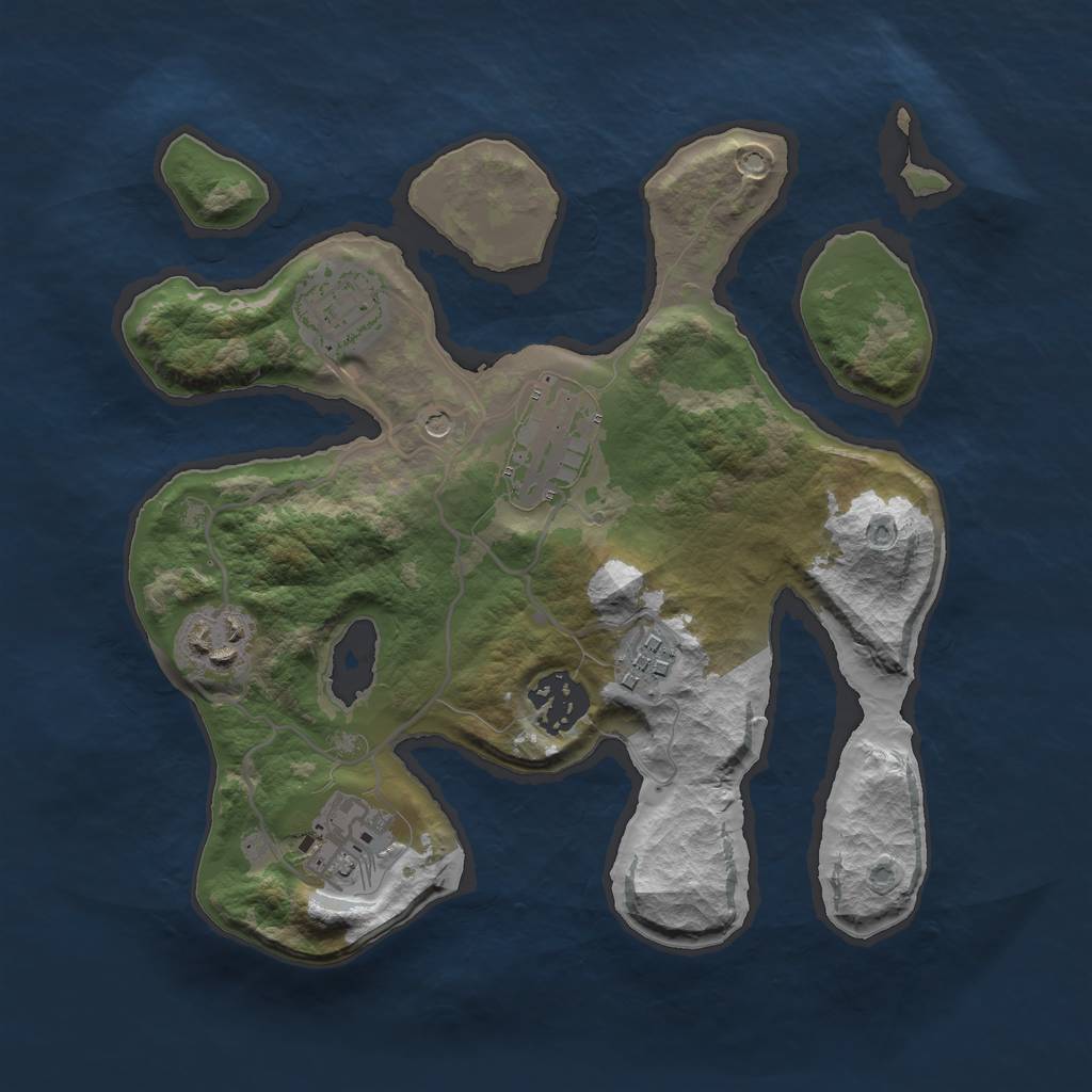 Rust Map: Barren, Size: 2750, Seed: 98125712, 9 Monuments