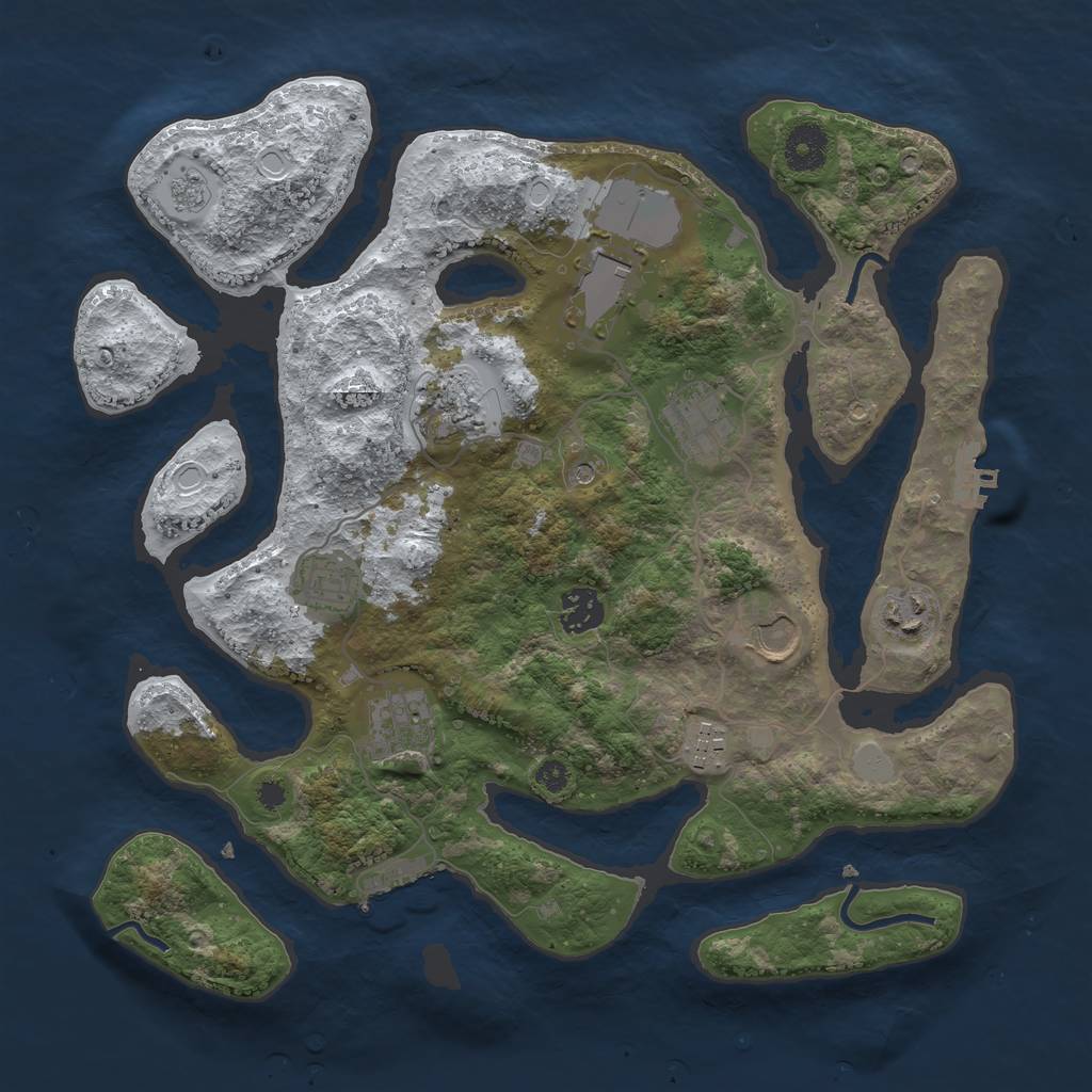 Rust Map: Procedural Map, Size: 3550, Seed: 296330, 18 Monuments