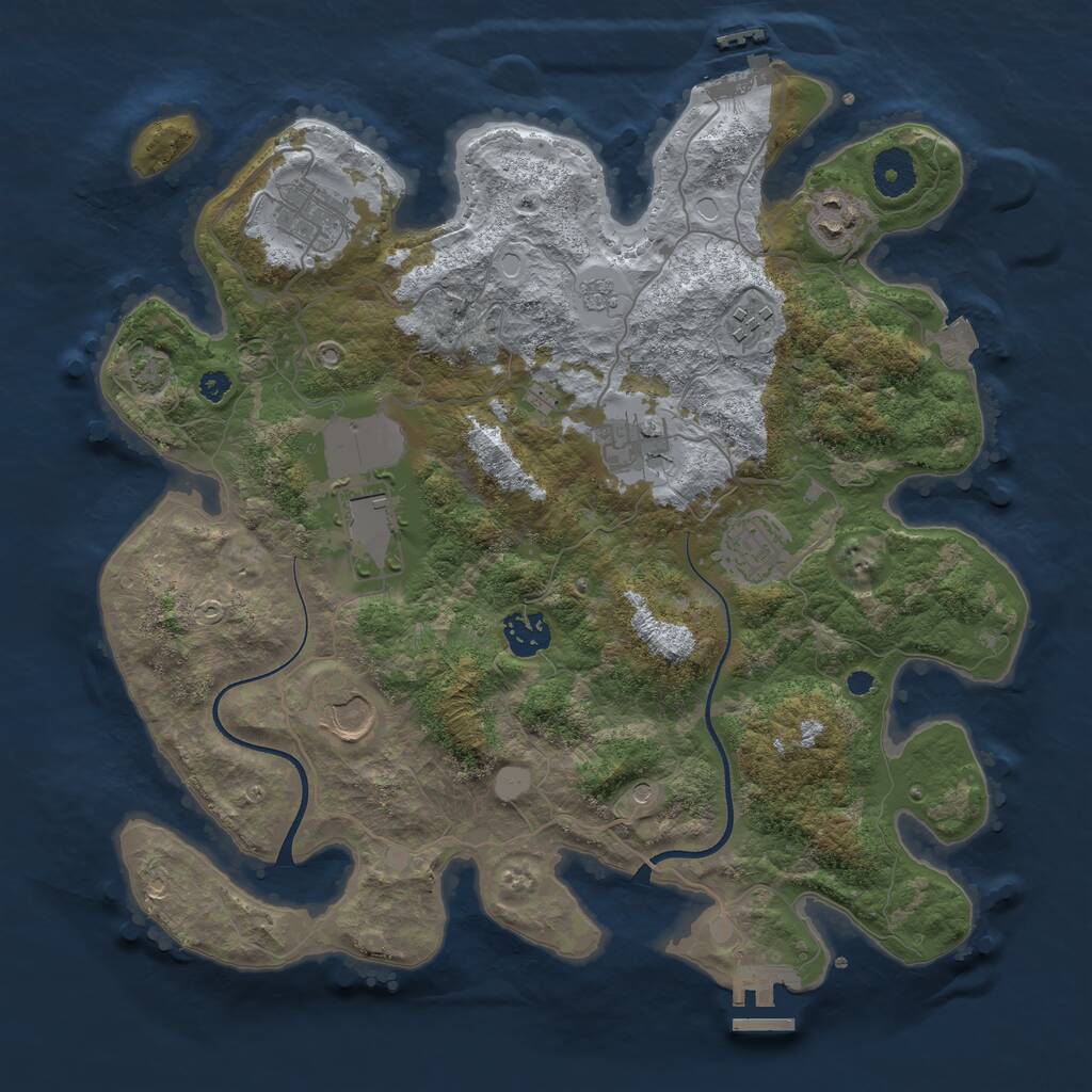 Rust Map: Procedural Map, Size: 3550, Seed: 532833, 14 Monuments