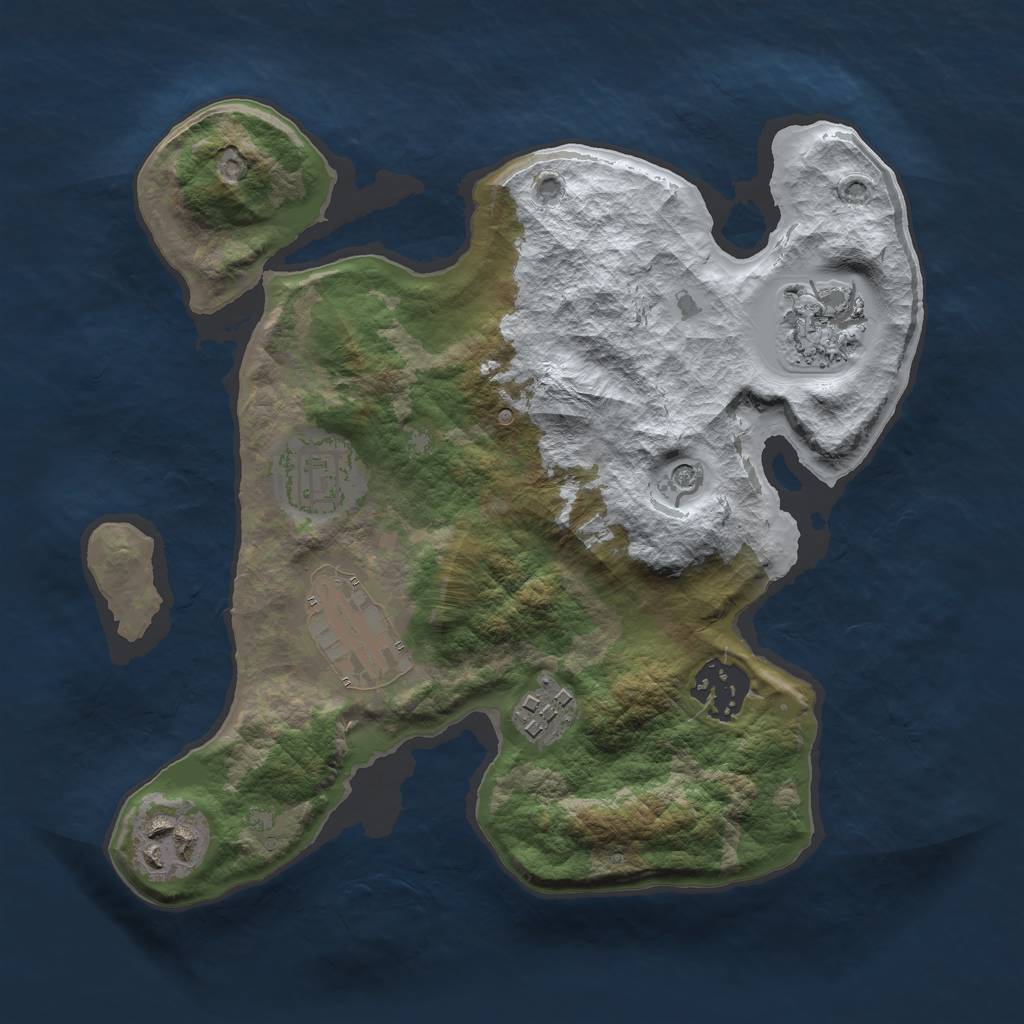 Rust Map: Barren, Size: 2650, Seed: 1752947853, 9 Monuments
