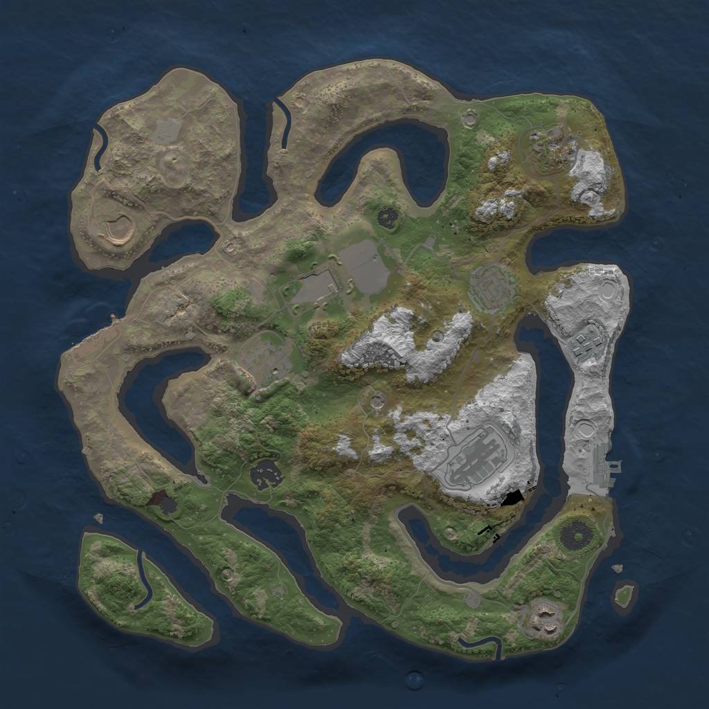 Rust Map: Procedural Map, Size: 3500, Seed: 1732090498, 17 Monuments