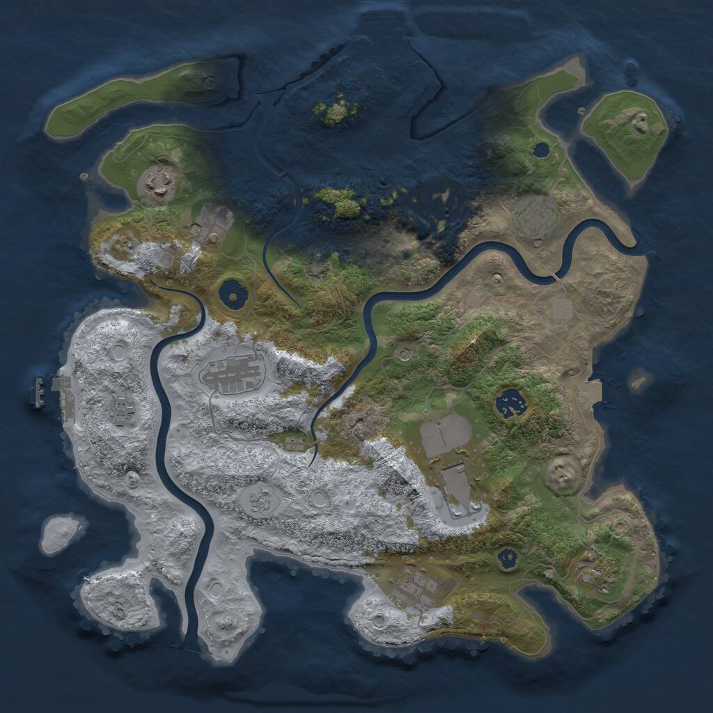 Rust Map: Procedural Map, Size: 3700, Seed: 1830856480, 16 Monuments