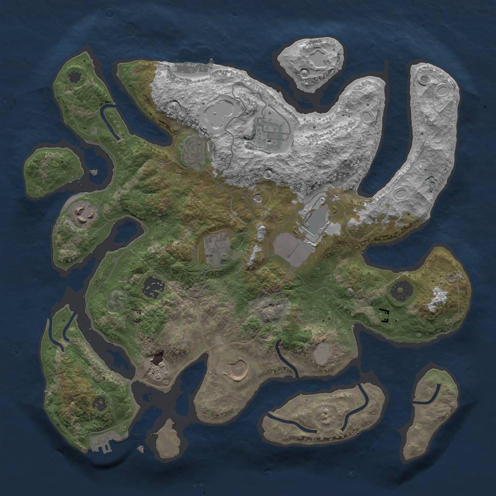 Rust Map: Procedural Map, Size: 3500, Seed: 1746888096, 16 Monuments