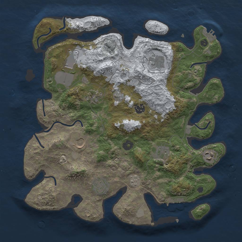 Rust Map: Procedural Map, Size: 3500, Seed: 1231, 17 Monuments