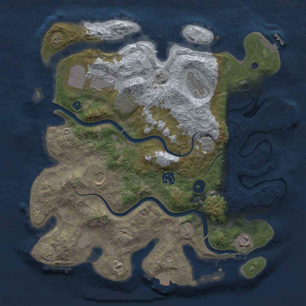 Rust Map: Procedural Map, Size: 3500, Seed: 1231, 12 Monuments