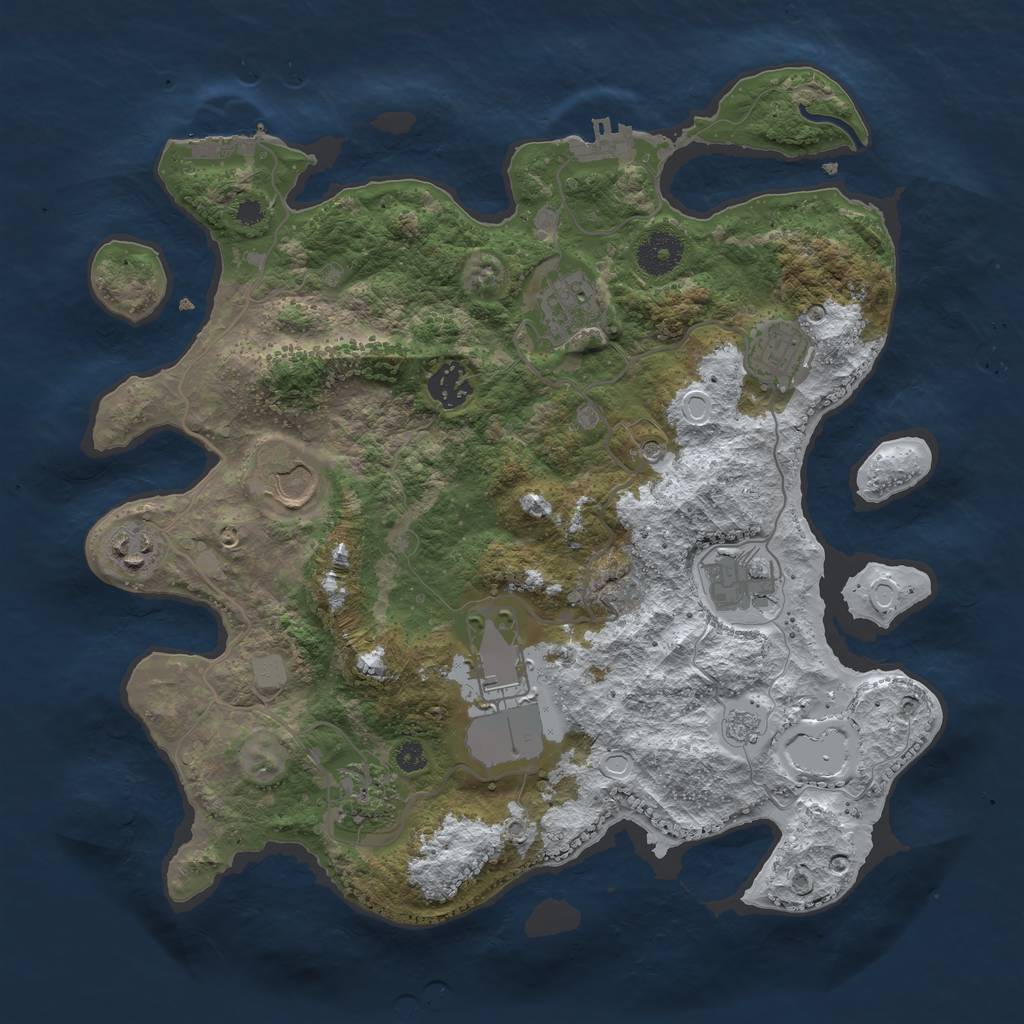 Rust Map: Procedural Map, Size: 3500, Seed: 589547271, 17 Monuments